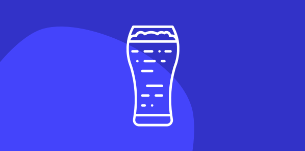 White alcohol beer glass icon on a light and dark blue background