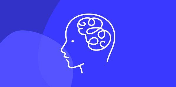 Icon outline of head profile with scribbles for messy brain to convey someone feeling stress