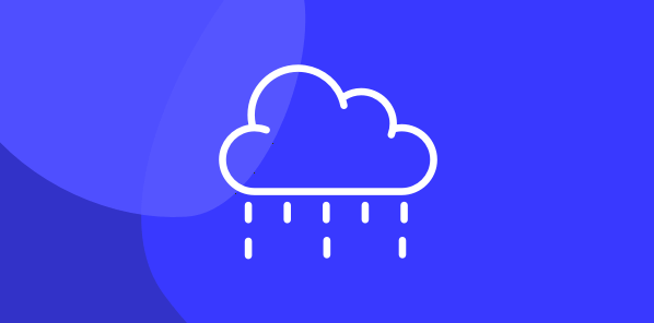 White rain cloud icon suggesting sadness and depression on a light and dark blue background